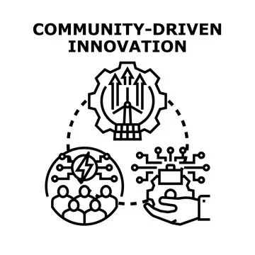 Community driven innovation concept creating sustainable solutions Stock Illustration