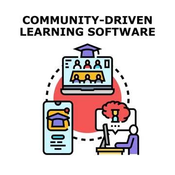 Community driven learning software concept vector Stock Illustration