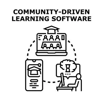 Community driven learning software concept vector Illustrazione stock