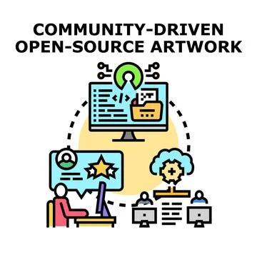 Community driven open source artwork development process concept Stockillustratie