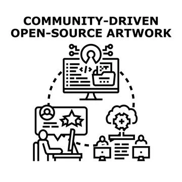 Community driven open source artwork development process concept Stockillustratie