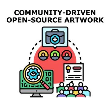 Community driven open source development icon concept 스톡 일러스트