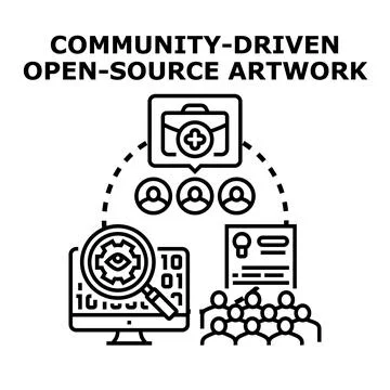 Community driven open source development icon concept 库存插图
