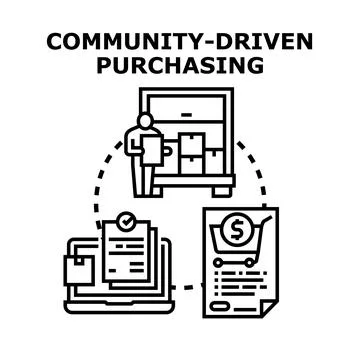Community driven purchasing concept and collaborative buying process idea Stock Illustration