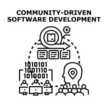 Community driven software development process collaborating people 库存插图