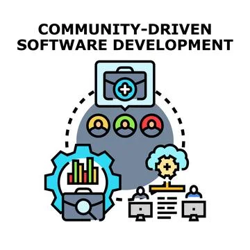 Community driven software development strategy for teamwork Stock Illustration