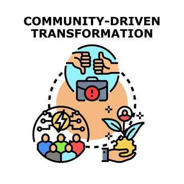 Community driven transformation process fostering progress and development Stock Illustration
