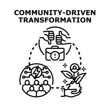 Community driven transformation process fostering progress and development Stock Illustration