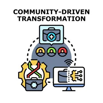 Community driven transformation progress concept vector Stock Illustration