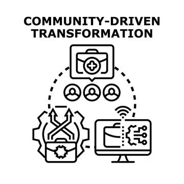 Community driven transformation progress concept vector Stock Illustration