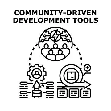 Community driving digital development tools process Illustrazione stock
