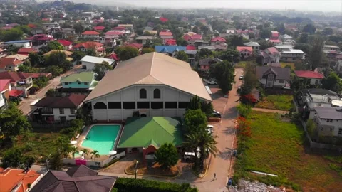 Community drone pool gym Stock Footage 170180462