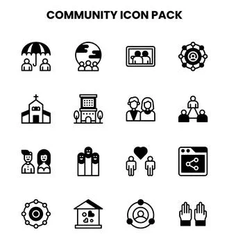 Community DuoTone Vector Icons Pack Stock Illustration