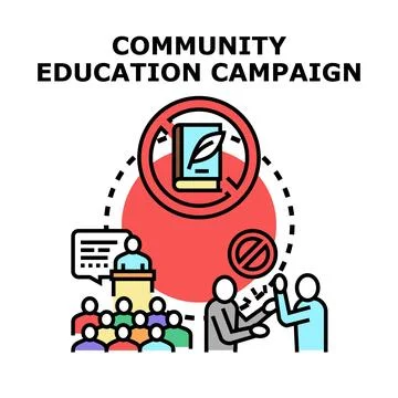 Community education campaign promoting knowledge and dialogue Illustrazione stock