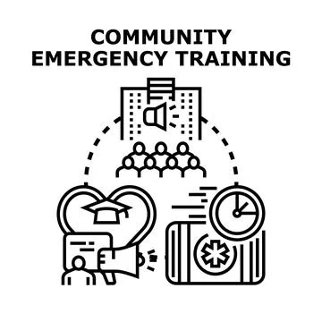 Community emergency training preparing citizens for urgent situations Stock Illustration