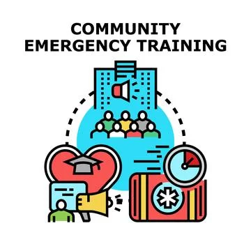 Community emergency training preparing citizens for urgent situations Stock Illustration