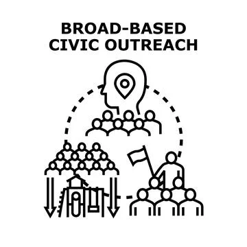 Community engagement building broad based civic participation Stock Illustration