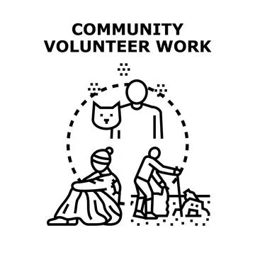 Community engaging in charitable volunteer work concept Illustrazione stock