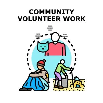 Community engaging in charitable volunteer work concept Illustrazione stock