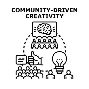 Community engaging in creative idea generation and teamwork Stock Illustration