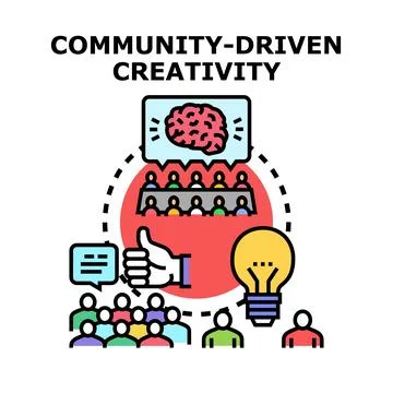 Community engaging in creative idea generation and teamwork Stock Illustration