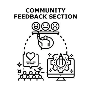 Community engaging feedback section for online reviews Stock Illustration