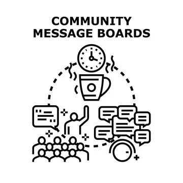 Community engaging in online message board discussion Stock Illustration