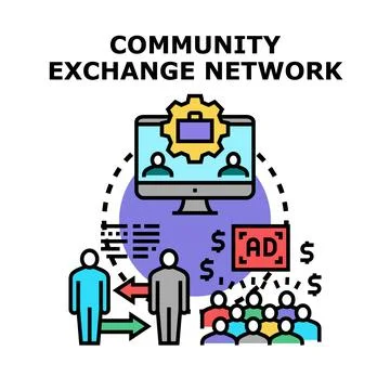 Community exchange network connection and digital marketing strategy Stock Illustration