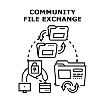Community file exchange and secure data sharing concept Stock Illustration