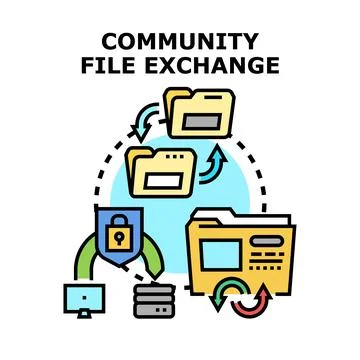 Community file exchange and secure data sharing concept Stock Illustration