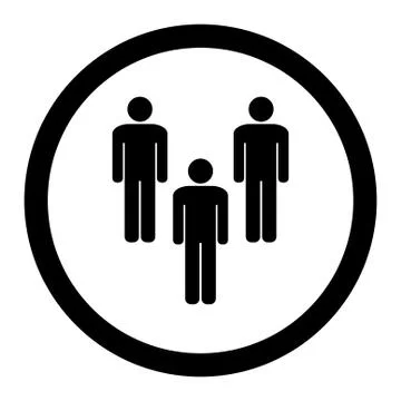 Community flat black color rounded glyph icon Stock Illustration