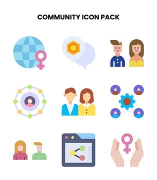 Community Flat Collection Icons Pack Ilustración de archivo