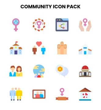 Community Flat Graphics Icons Pack Stock Illustration