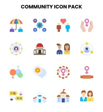 Community Flat Graphics Icons Pack Stock Illustration