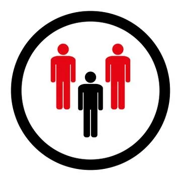 Community flat intensive red and black colors rounded vector icon Stock Illustration