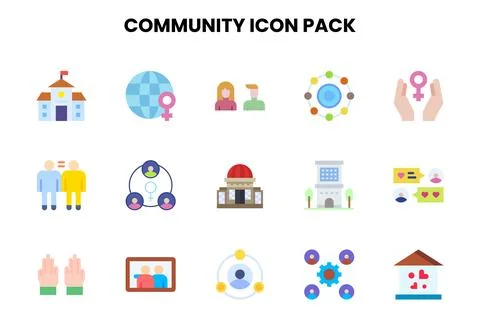 Community Flat Scalable Icons Pack Ilustración de archivo