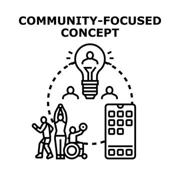 Community focused concept for social connection and integration Stock Illustration