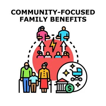 Community focused family benefits program providing social support 스톡 일러스트