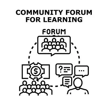 Community forum facilitating learning and knowledge exchange Stock Illustration