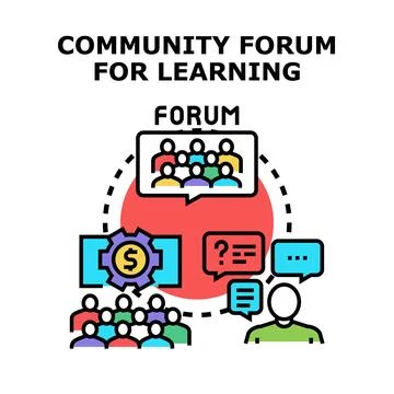 Community forum facilitating learning and knowledge exchange Stock Illustration