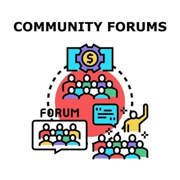 Community forums discussing ideas and solving problems 스톡 일러스트