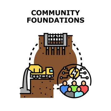 Community foundations generating support and development together Stock Illustration