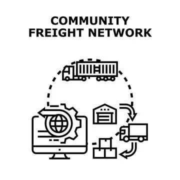 Community freight network global logistics supply chain process Stock Illustration