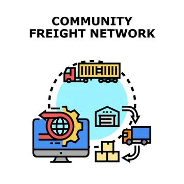 Community freight network global logistics supply chain process Stock Illustration