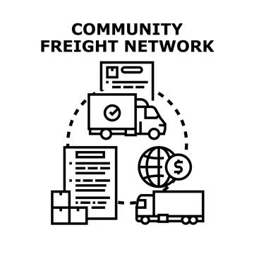 Community freight network logistics delivering global cargo 库存插图