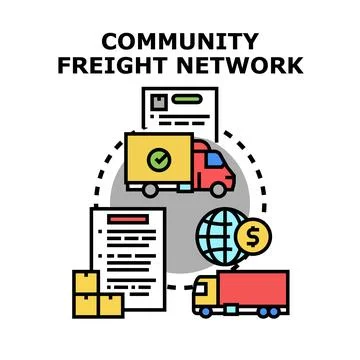 Community freight network logistics delivering global cargo 库存插图
