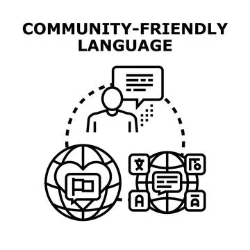 Community friendly language concept flat vector illustration Stock Illustration