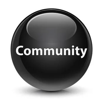 Community glassy black round button Stock Illustration