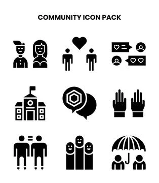 Community Glyph Icons Pack Stock Illustration