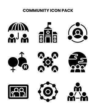 Community Glyph UI Icons Pack Stock Illustration